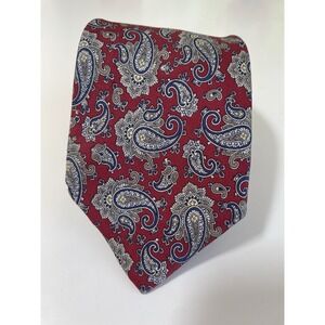 Saks Fifth Avenue Red Paisley‎ Silk Tie 3" Made In USA